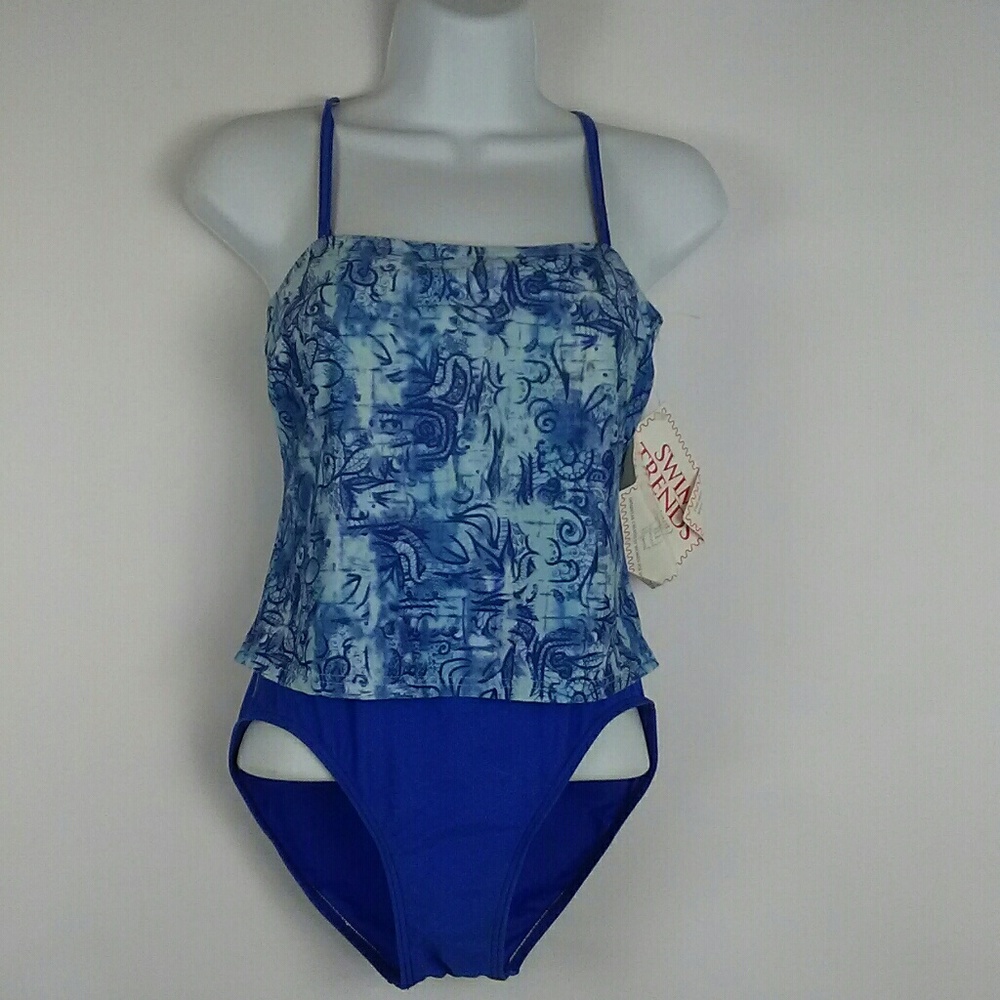 "It Figures" One piece blue/blue print swimwear S